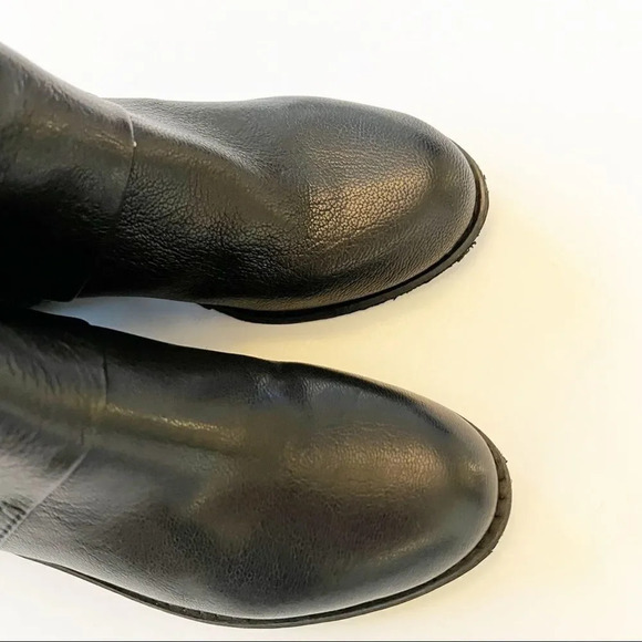 Nine West Black Leather Riding Boots 15” Tall Boot Suede Cuff Size 5M Pirate - Picture 5 of 8